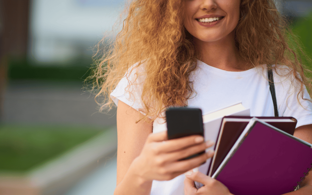 Young lady looking on phone